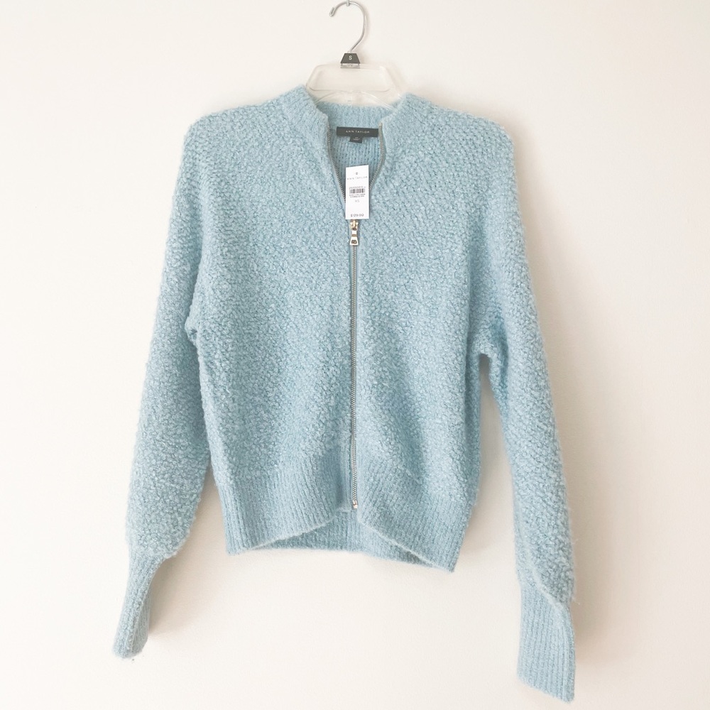 NWT Ann Taylor Knit Zip Jacket in Summer Pool